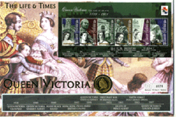 Life & Times of Queen Victoria cover & £25 gold coin